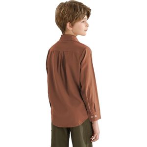 Camisa de Vestir de Manga Larga para Niños, con Botones, Tela Oxford, Bolsillo en el Pecho, Corte Regular - Product Image 3