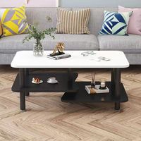 Table basse rectangulaire à double niveau, style nordique moderne, durable, pour petit appartement, salon, balcon