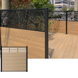 Installation facile Panneau de clôture en acier Texture de grain de bois Métal galvanisé Modélisation 3D Clôture Portes en treillis - Product Image 1