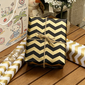 Gold Stamp Irregular Stripes Tissue <b>Paper</b> Double Side Metallized Gift Craft <b>Paper</b> 17gsm Offset Printing Compatible - Product Image 4