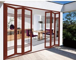 Véranda extérieure en aluminium double vitrage portes pliantes en accordéon nouveau style chinois produit surface finie pour l'extérieur - Product Image 5