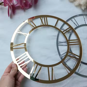 Autocollant Mural Doré Vintage <span class=keywords><strong>Horloge</strong></span> Acrylique Miroir DIY Rond Découpé au Laser Chiffres Romains <span class=keywords><strong>Horloge</strong></span> Décoration Murale - Product Image 2
