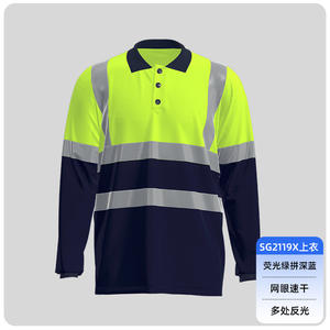 Bandes réfléchissantes respirantes légères et personnalisables <span class=keywords><strong>Polo</strong></span> d'été à manches longues à séchage rapide pour les vêtements de travail d'atelier de mécanique - Product Image 5