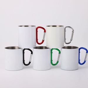 Mug de camping en acier inoxydable vierge pour sublimation, 220 ml et 300 ml, avec mousqueton, pour le sport, les voyages et la randonnée - Product Image 2