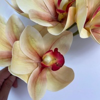 10 kepala 3D dicetak sentuhan asli buatan putih merah muda bunga anggrek Cymbidium untuk Hari Valentine Hari Ibu Tahun Baru