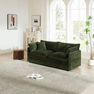 Sofá de Dos Plazas Tapizado en Tela Chenille Verde, Suave y Cómodo, Estilo Moderno para Sala de Estar, Disponible en EE. UU. - Product Image 5