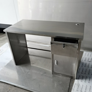 Tables en acier inoxydable de qualité industrielle, structure KD, bureau informatique en acier inoxydable avec tiroirs et armoires - Product Image 1