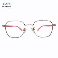JJH26220 Montura de Gafas Unisex de Metal con Aro Completo, Estilo Vintage, Patrón Geométrico Sólido, Ligeras, con Patillas de Silicona Doble