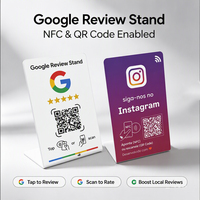 Support de table NFC en PVC |   Support de table en PVC personnalisé avec carte magnétique NFC et impression CMYK pour les avis Google et les médias sociaux