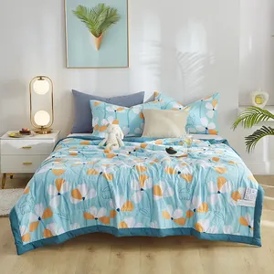 Selimut musim panas, dua warna set tempat tidur cetak warna-warni lembut