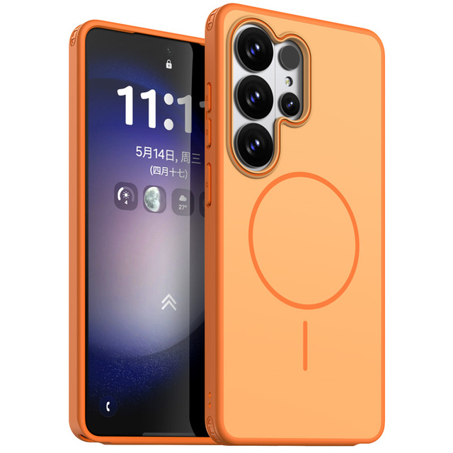 High Quality Drop-Resistant TPU+PC+Built-inMagnet Glossy Skin Feeling Phone Case Support Wireless Charging for Samsung S26 Ultra