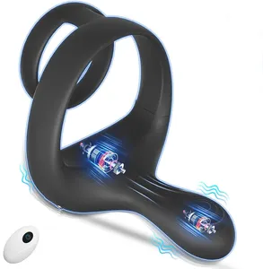 Silicone Vibrating Cock Rings With Taint Stimulator Remote Control Panis Ring Vibrator Sex Toys For Men