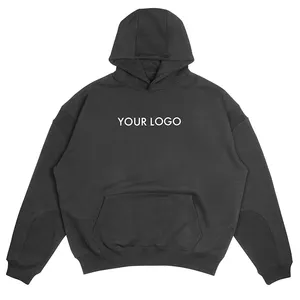 Hoge Kwaliteit Effen Kleur Capuchon Trui Custom Draad Stiksel Geborduurd Logo Blanco Cropped Hoodies Voor Mannen