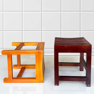 Tabouret de salle de bain en bois massif 30x25x35cm, chaise de douche antidérapante pour personnes âgées et femmes enceintes - Product Image 1