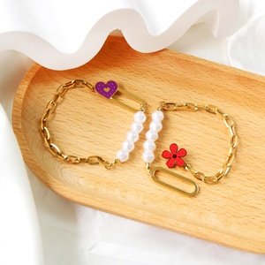 Kit para Hacer Pulseras de Acero Inoxidable con Baño de Oro de 18K y Dijes de Flores Lindas, Joyería de Moda, Pulseras y Brazaletes - Product Image 1