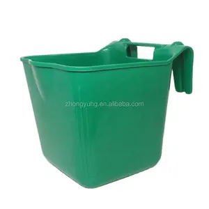 Green Color Plastic Feed Troughs Hook Over Livestock Cattle Cow Animal Horse Feeder Buckets