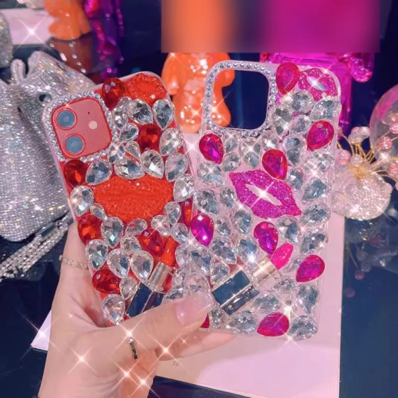 Bon prix bricolage paillettes diamant cristal étincelant Bling fleur fille strass étui de téléphone pour iPhone pour Samsung