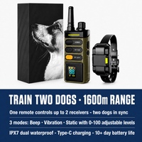 Collier de dressage pour chien rechargeable, étanche IPX7, approuvé CE FCC, portée 1600M, dispositif anti-aboiement électrique, OEM