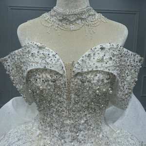 Robes de mariée vintage à col haut et à épaules dénudées pour femmes Jancember Mn155 - Product Image 3