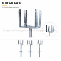Tête de fourche en U pour échafaudage en acier Q235, norme EN74/BS1139, 4 pieds, galvanisation à chaud, diamètre de la tige filetée, marque XINGLONGYI