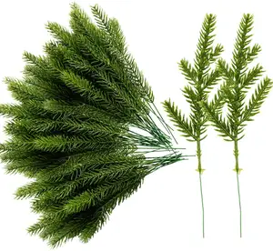 人造松针树枝花环，假绿植松子用于DIY花环圣诞装饰和家庭花园