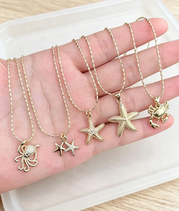 Collier pendentif étoile de mer en zircon et métal, breloque crabe, bijoux océaniques pour femme, été, plage - Product Image 4