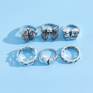 Juego de anillos de esqueleto de mariposa exagerados Vintage para hombre, máscaras de corazón <span class=keywords><strong>roto</strong></span> con <span class=keywords><strong>cerebro</strong></span> Punk gótico, anillo de joyería de moda, estilo de regalos - Product Image 4