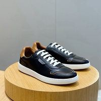 Auténticas Zapatillas de Skateboard Italianas Originales para Hombre, de Cuero de Grano Completo, con Cordones, Suela Plana Cómoda, para Caminar, Estilo Casual de Negocios