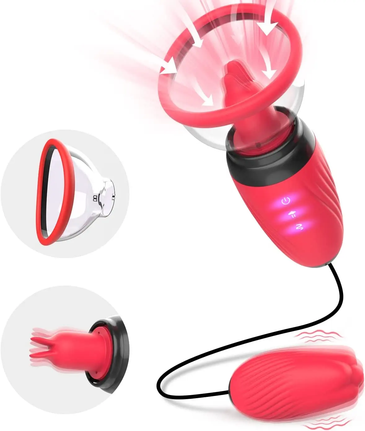 Charmfactory 2in1 điện chân không âm hộ bơm cho âm vật mút lưỡi liếm G tại chỗ đạn Vibrator cho âm đạo kích thích