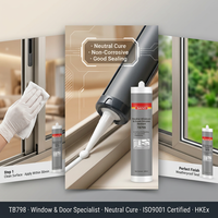 SANVO Mastic silicone d'étanchéité TB798 pour fenêtres et portes, résistant aux intempéries, pour cadres en aluminium et PVC, haute adhérence, utilisation en menuiserie et emballage 24