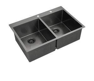 Lavello da <span class=keywords><strong>cucina</strong></span> fatto a mano in acciaio inossidabile <span class=keywords><strong>doppia</strong></span> ciotola Nano sottomontaggio <span class=keywords><strong>vasca</strong></span> rettangolare con un foro nuovo Design - Product Image 2