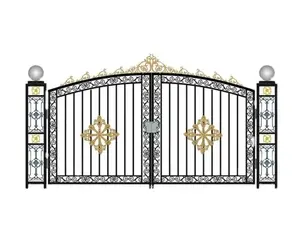 Archi esterni moderni lussuosamente progettati porte anteriori doppie porte esterne in ferro battuto