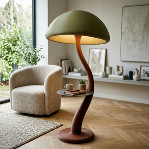 Lampe de sol moderne en forme de champignon avec table d'appoint, lumière LED chaude, décoration de salon, grande taille, design sculptural - Product Image 1