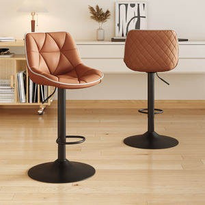 Modern Height <b>Adjustable</b> Swivel <b>Bar</b> <b>Stool</b> Quilted High Density Sponge Breathable Fabric Iron Base Outdoor Kitchen Counter Home - Product Image 1