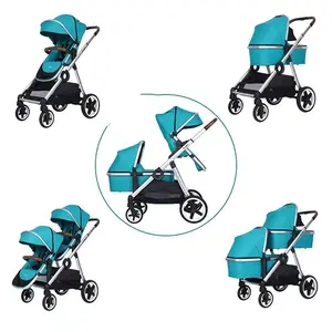 婴儿推车和2个孩子的大婴儿推车，带汽车座椅轻便婴儿推车