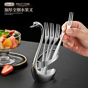 Tenedor para frutas de acero inoxidable 304 engrosado, resistente, de color sólido, apto para lavavajillas, para uso doméstico en repostería, postres y pasteles. - Product Image 4