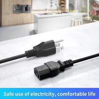 Câble d'alimentation Volex 220 V pour ordinateur portable, prise mâle 15A, 18AWG, 3 broches, IEC320, cordon d'extension d'alimentation à angle droit C13 vers Nema 5-15P, US