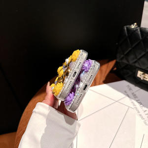 Per <span class=keywords><strong>iPhone</strong></span> 16 15 <span class=keywords><strong>14</strong></span> <span class=keywords><strong>Pro</strong></span> 3D viola rosa diamante custodia per telefono cellulare custodia in pelle - Product Image 3