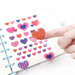 Özel kabarık çıkartmalar kişiselleştirilmiş kabarcık folyo çıkartmalar kalp şekiller ile dekorasyon çocuklar için DIY el sanatları eğitim Sticker albümü