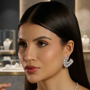 Luxury Women 925 <b>Silver</b> Diamond Chandelier <b>Earrings</b> Round Brilliant Cut <b>Wedding</b> Jewelry - Product Image 3