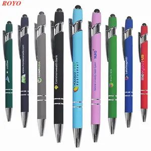 Customized Colors Logo Fine Fashion 2 in1 Advertising Promotional Gift Ballpen Stylus Screen Capacitor Metal Ballpoint Pen