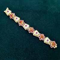 Bracelet Kundan Sovereign plaqué or, pierres Kundan, laiton, bijoux ethniques Kundan pour mariage et fêtes.