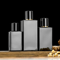 Flacon de parfum de luxe 50 ml en verre carré plat, élégant, vide, en cristal, avec pulvérisateur de voyage rechargeable, sérigraphie, diffuseur à bâtonnets