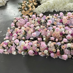 Y-FR058 Wholesale pink <b>Flower</b> Runner <b>Decor</b> Wedding <b>Flower</b> Runner <b>Table</b> Row <b>Flower</b> Runner <b>for</b> Wedding <b>Decor</b> Party Arrangement - Product Image 1