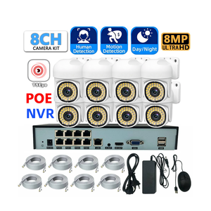 Kit NVR POE 8 canaux 8MP 4K, système de surveillance par caméra PTZ étanche IP66, interphone audio, détection de mouvement, alarme, vision nocturne - Product Image 1