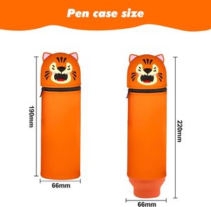 <span class=keywords><strong>Porte</strong></span>-stylo en silicone personnalisé en forme d'animal OEM, étui à crayons vertical pour bureau, organisateur de papeterie Kawaii en gros sans BPA - Product Image 2