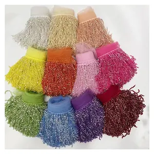 ZSY Newest fashion designs 15 cm colorful sequin bead tassel lace trim beaded fringe trim for dress decoration