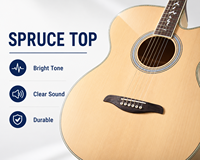 Wholesale 40 Inch Acoustic Guitar Spruce Top Cutaway Folk Guitar OEM ODM Factory