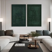 Cuadro Abstracto Grande Verde Wabi Sabi, Naturaleza Muerta Tranquila, Arte Moderno para Pared, Lienzo Acrílico Hecho a Mano, Texturizado en 3D, Obra de Arte para Hogar u Hotel