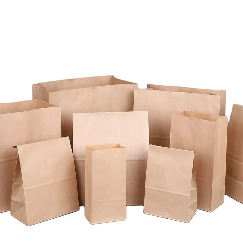 Custom Cheap Brown White Bread Baking Barbecue Greaseproof Takeout Take away Grocery Packaging Food Kraft Paper SOS Bag